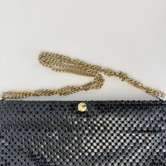 Whiting and David Metal Mesh Black Shoulder Bag Clutch Convertible Strap - Picture 11 of 11
